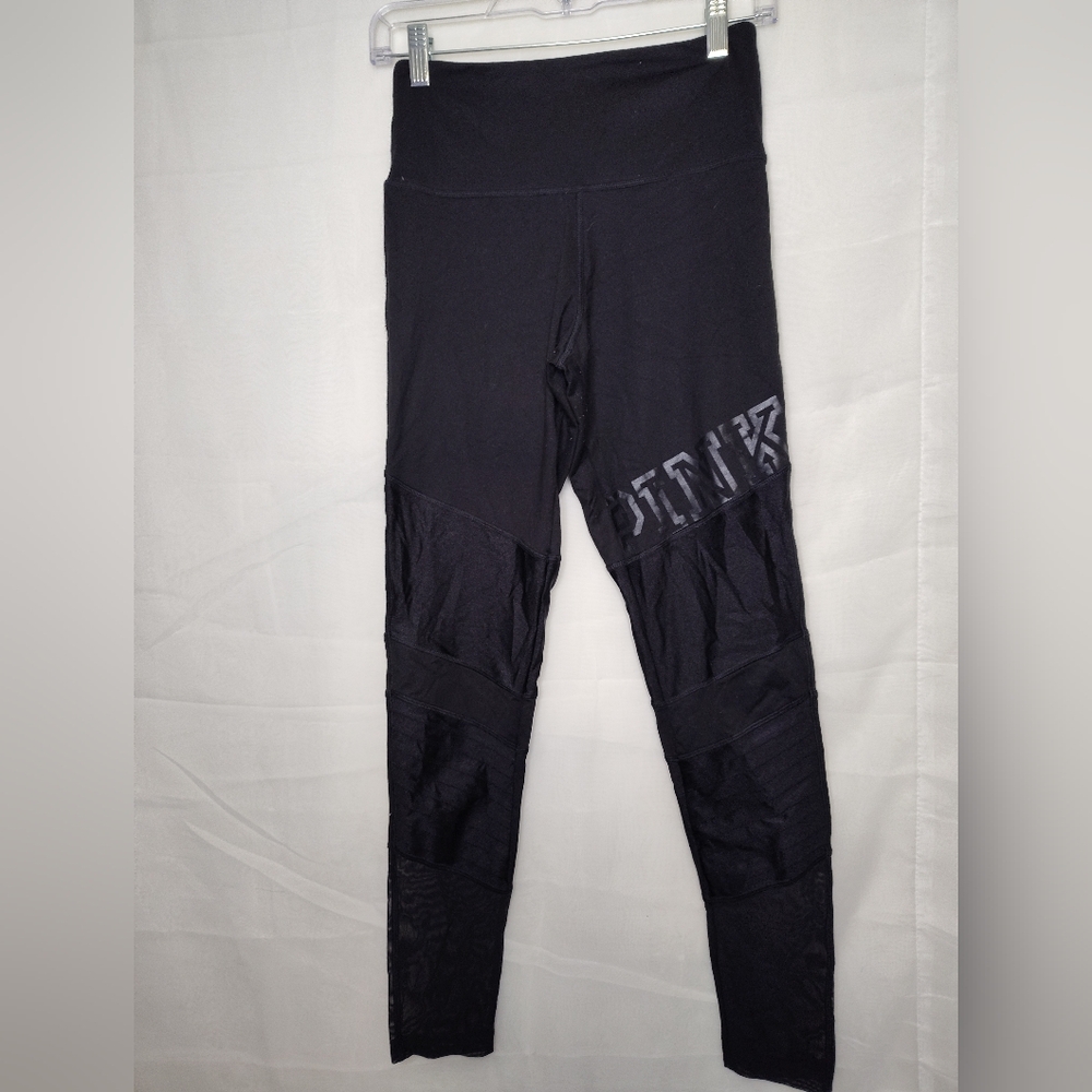 Pink Drand Black Leggings with Graphic Detail